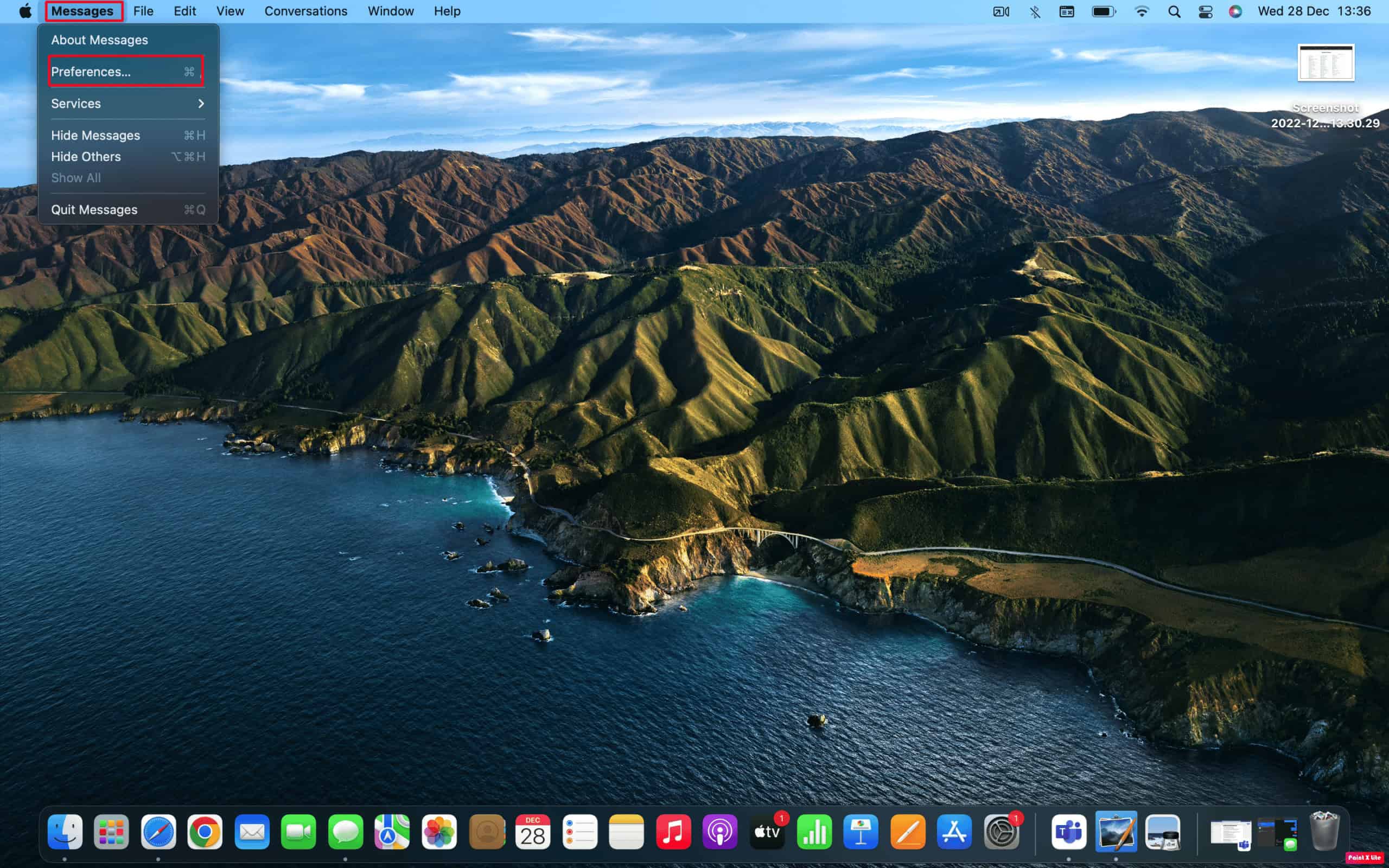 choose messages then click on preferences