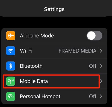 choose mobile data option | How to Fix Snapchat Filters Not Working on iPhone