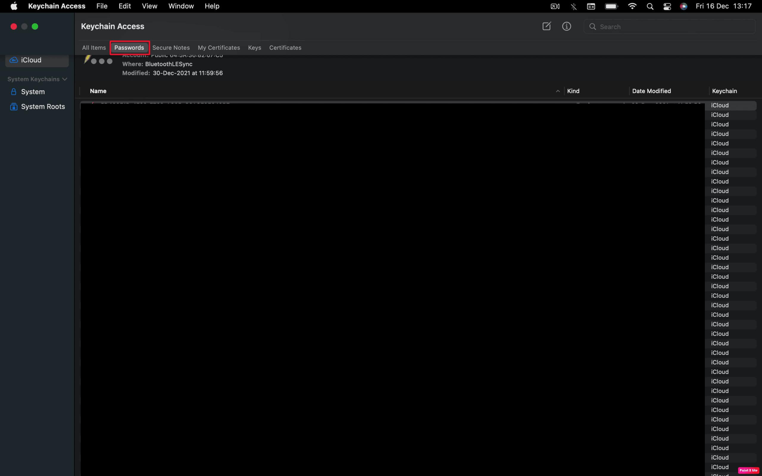choose passwords option