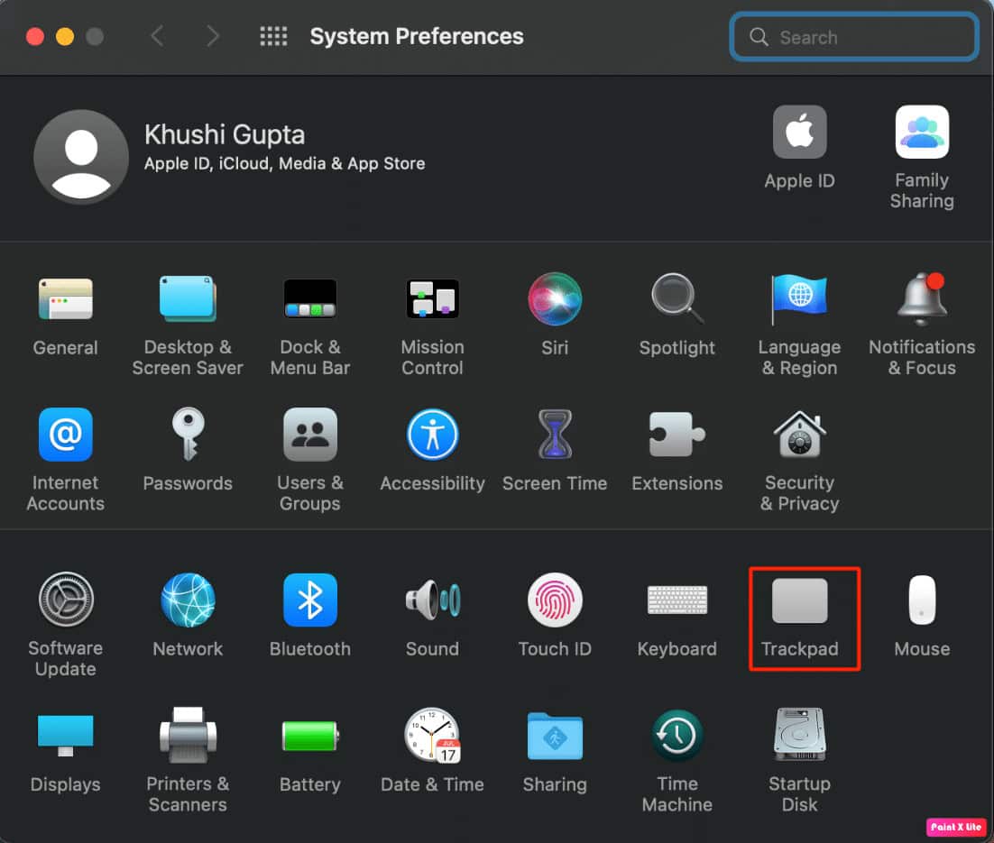 choose trackpad option