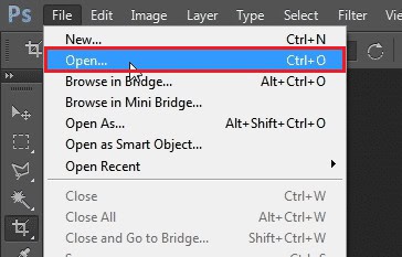 Click File and then click Open to open your blurry photo