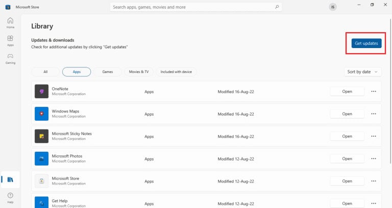 Click Get updates