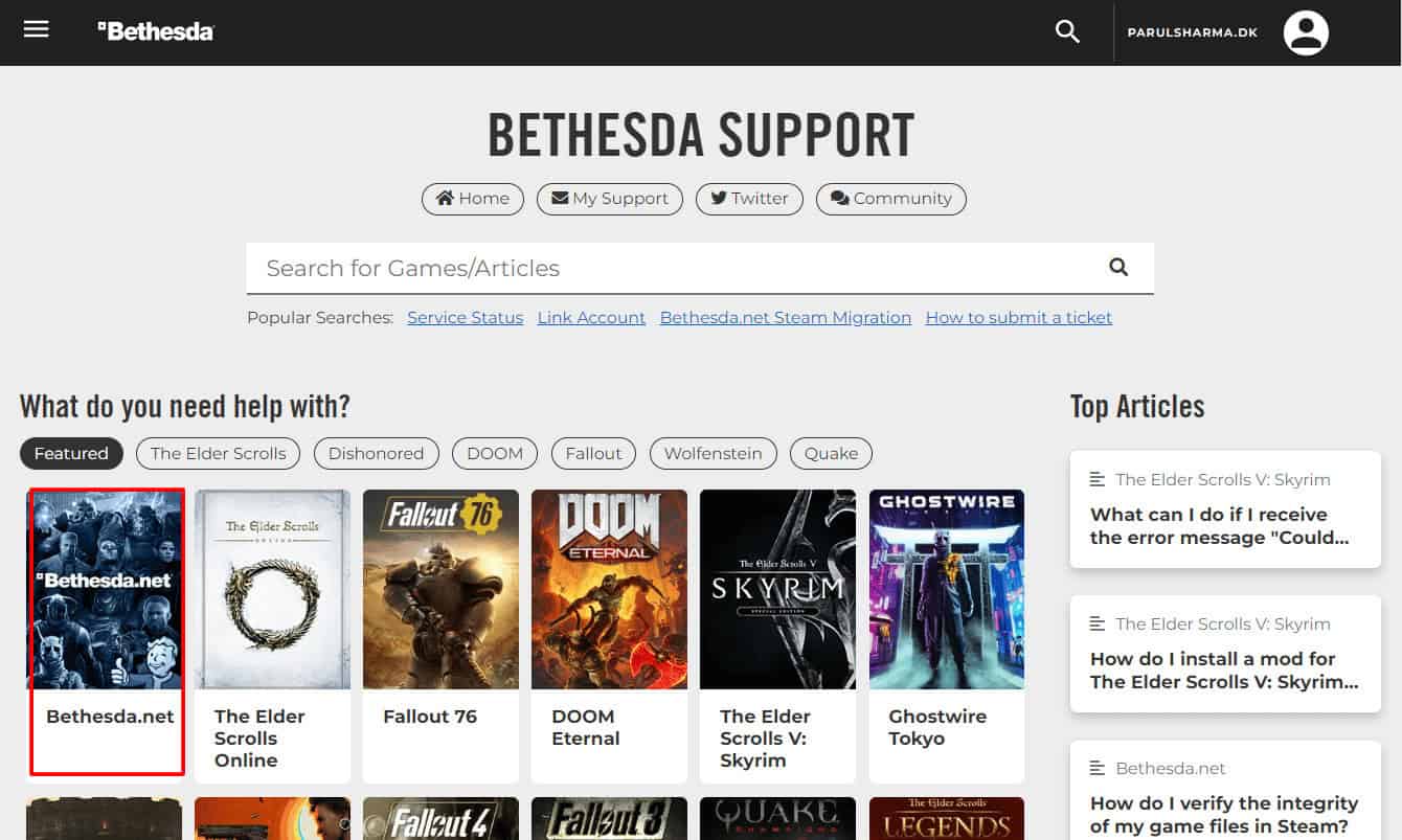 click on bethesda.net