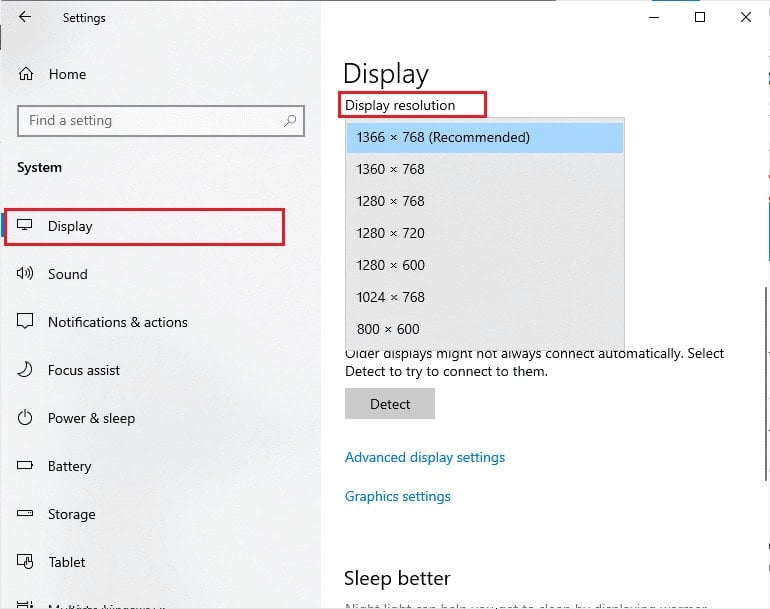 click on Display and in the right pane choose a lower screen resolution under Display resolution