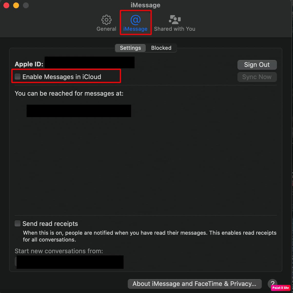 click on imessage option then uncheck enable messages in icloud