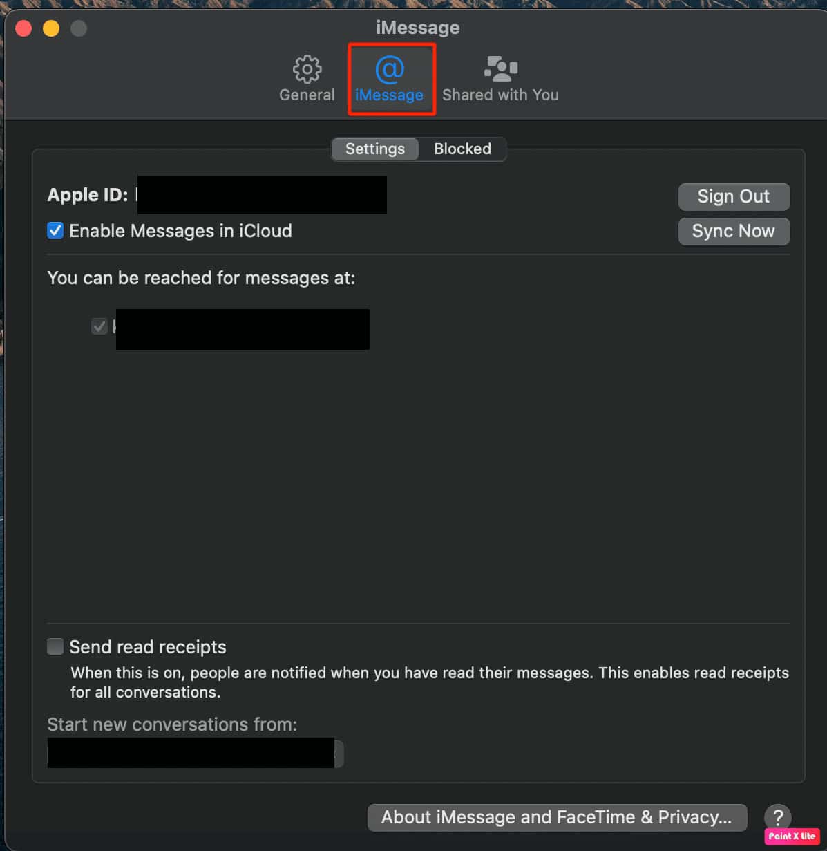 click on imessage option