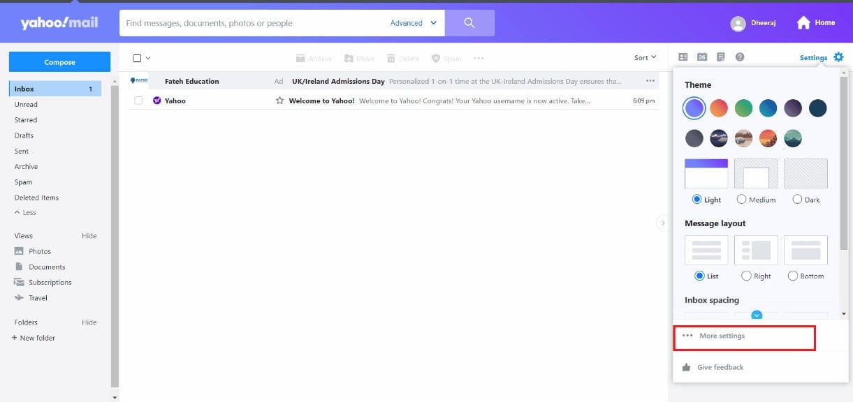 click on More settings. How to Enable or Disable Images on Yahoo Mail