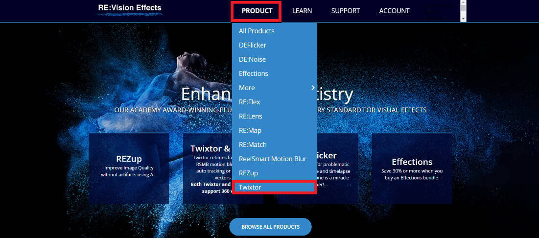 click on products and twixtor