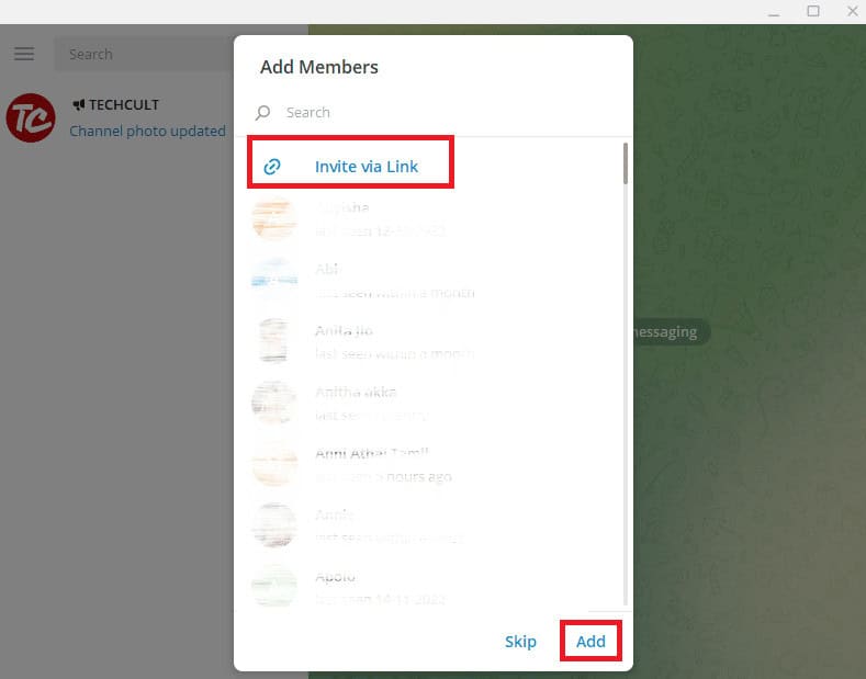 Click on Save then click on the invite via link to copy the link and share and add your contacts