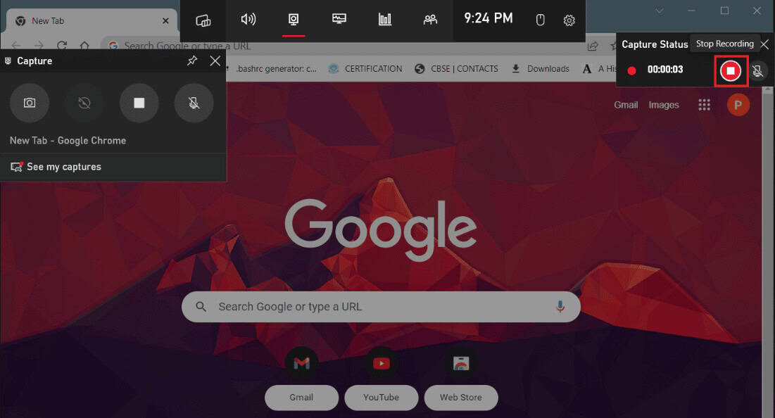 click on Stop recording | Xbox game bar screen recording