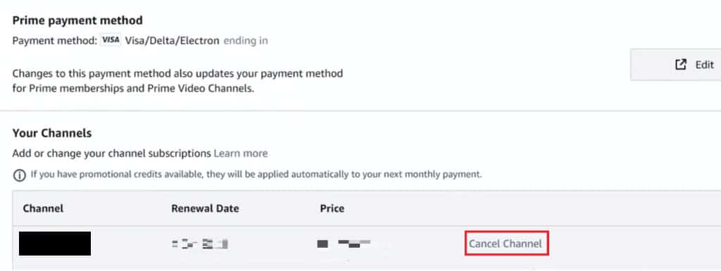 click on the Channel tab - Cancel Channel next to the Sling TV channel |