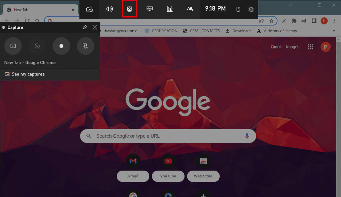 click on the Capture icon | screenshot on Razer laptop