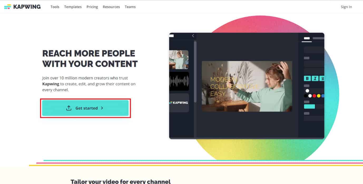 Click on the get started option. | How to Get Full Screen Instagram Videos