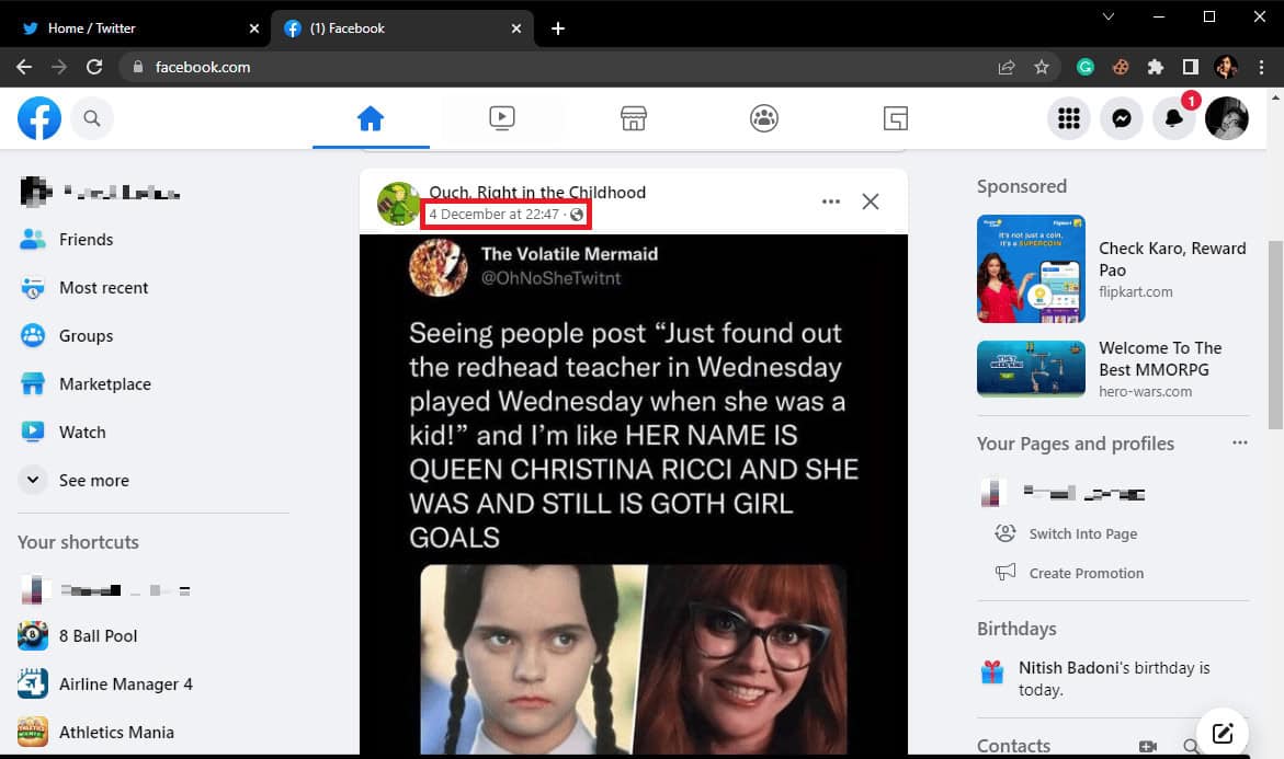 click on the time and date of the post to open the individual post. How to Share Twitter Post on Facebook