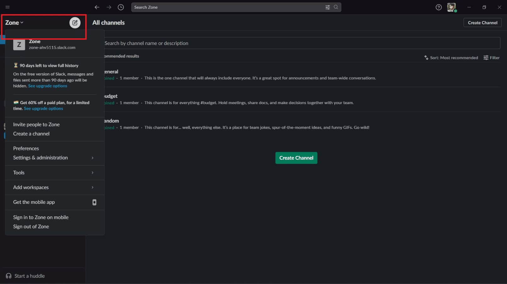 Click on your organization name on top left | What is Slack Channel Analytics