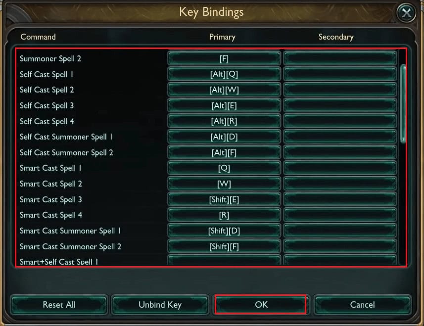 desired combination key on the keyboard to assign specific Smart Cast command - OK