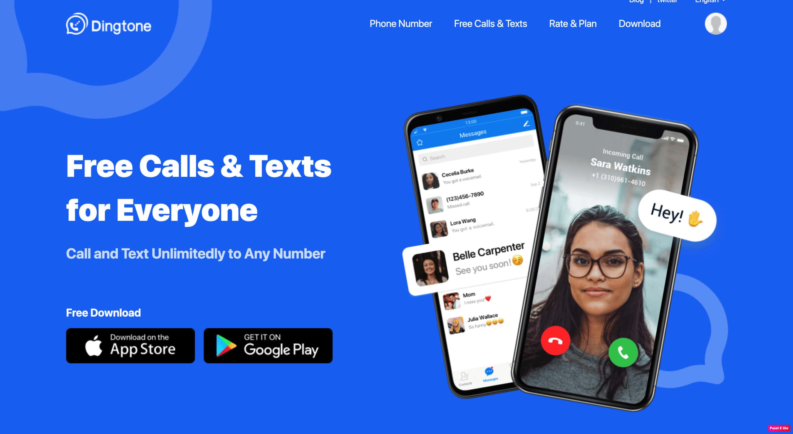 Dingtone homepage