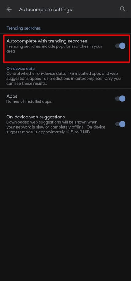  Disable Autocomplete with trending searches. | turn off trending searches on Google Chrome