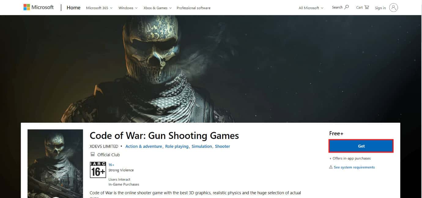 download page of code of war