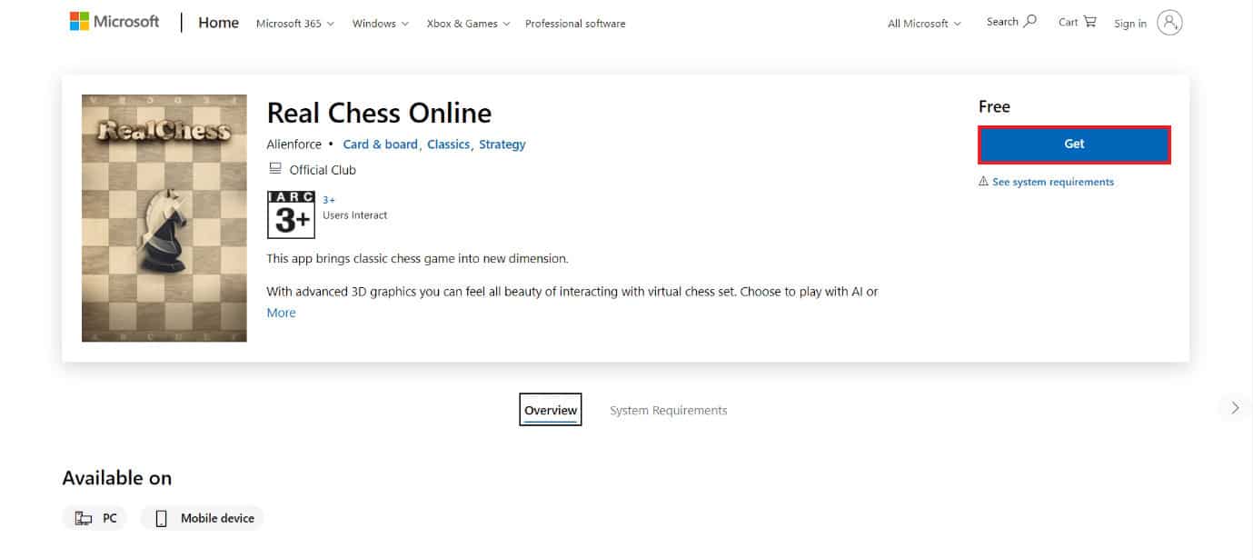 download page of Real chess online. 50 Best Free Games for Windows 10 to Download