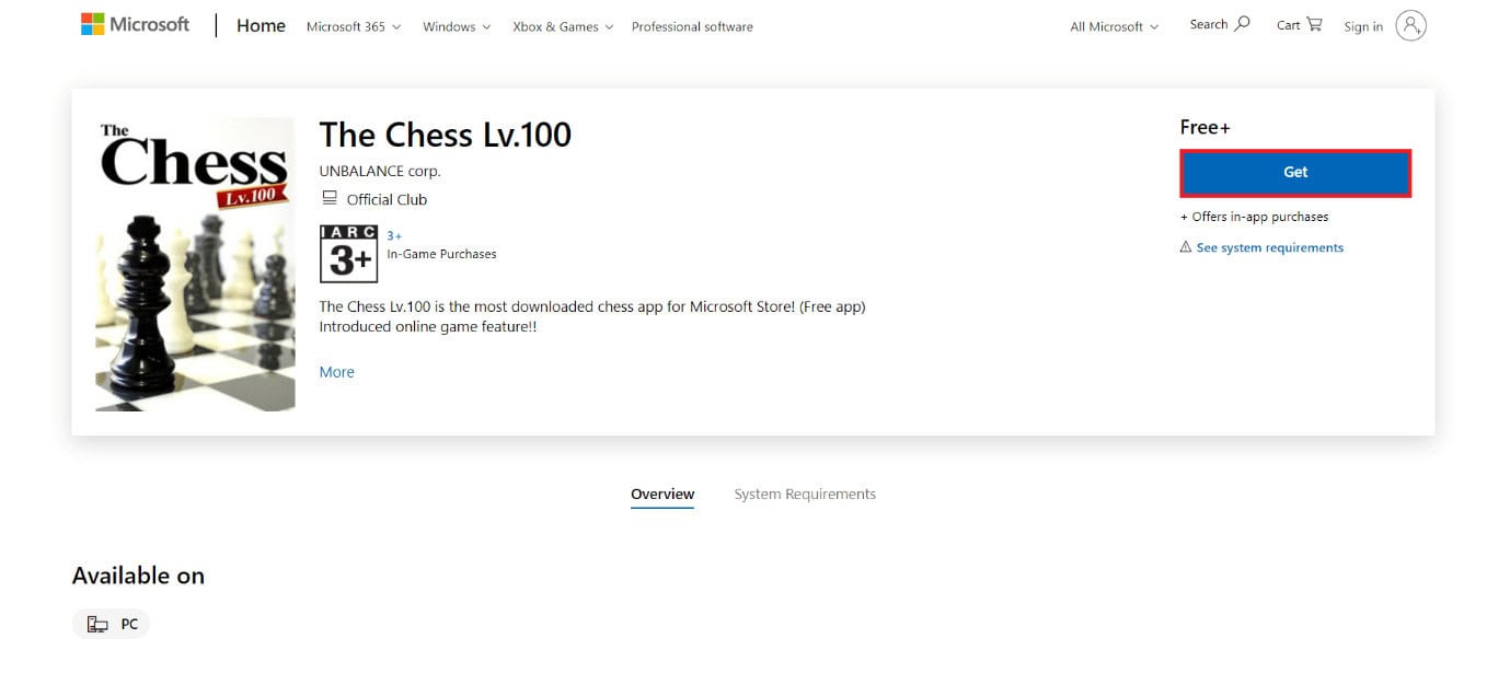 download page of the chess lv.100