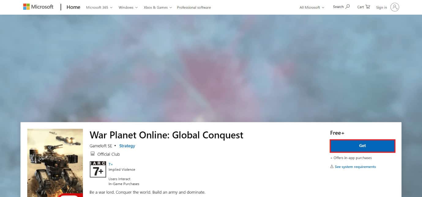 download page of War Planet Online: Global Conquest