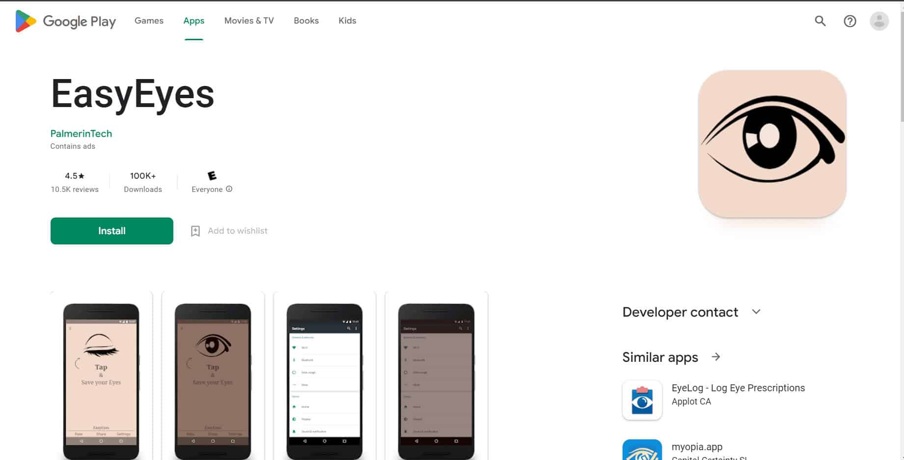 easy eyes playstore