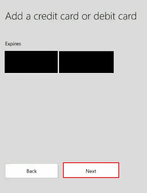 enter card expiry date |
