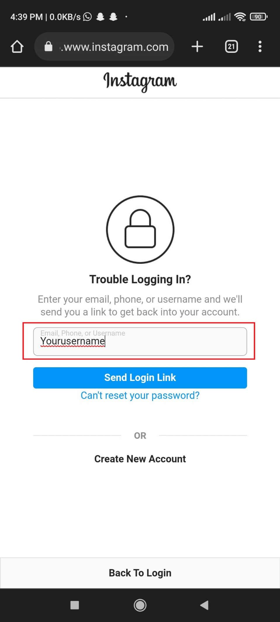 Enter your Email, Phone, or Username