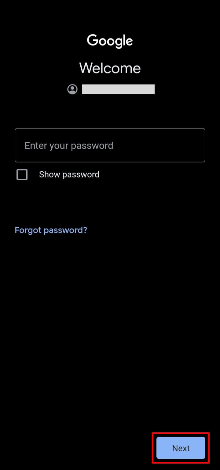Enter your password and tap on the Next button to log into your Google account. | disable Google Chat