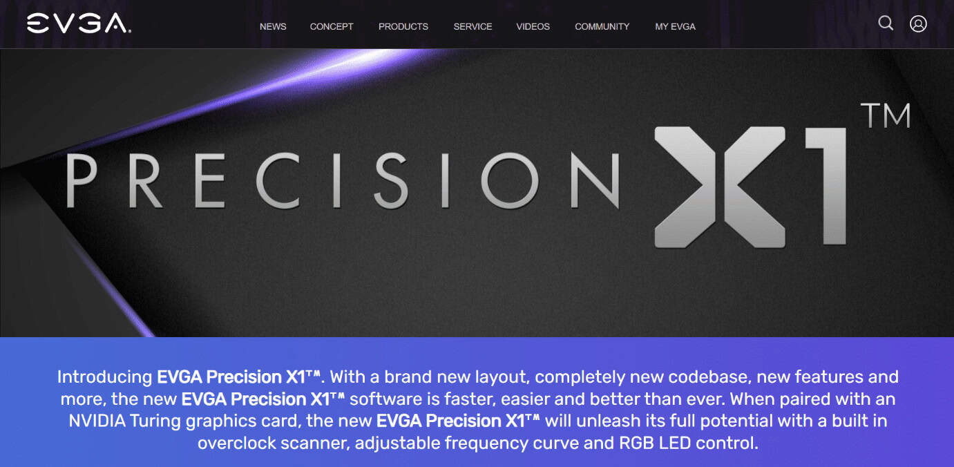 EVGA Precision X1 homepage