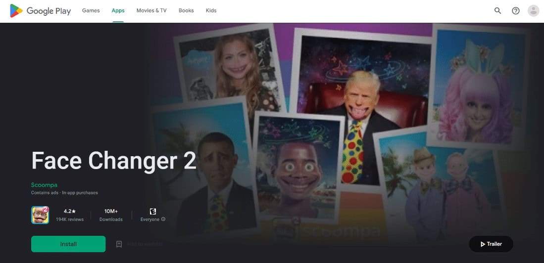 face changer 2 playstore 