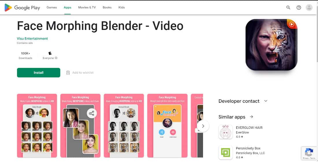 face morphing blender video playstore