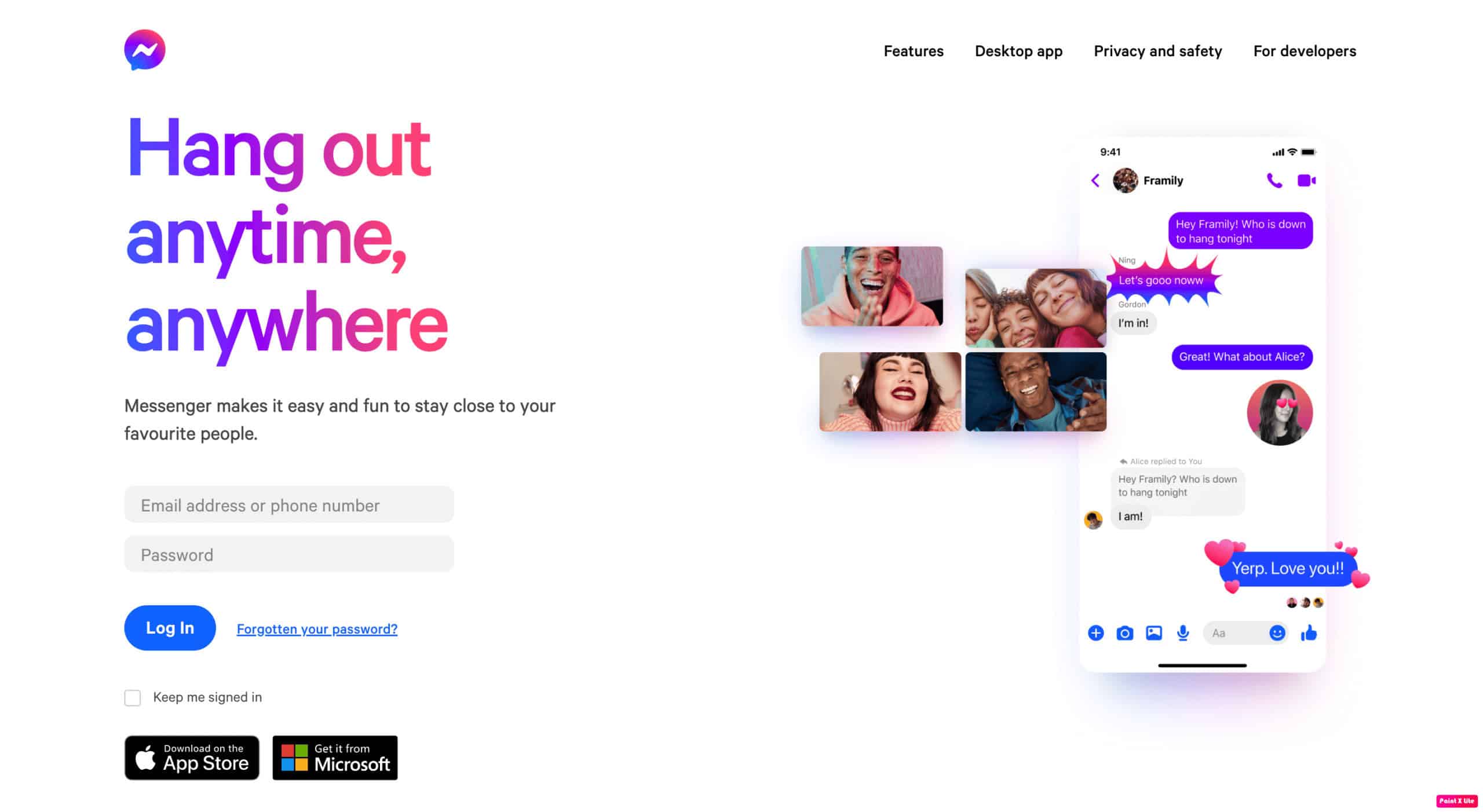 facebook messenger homepage