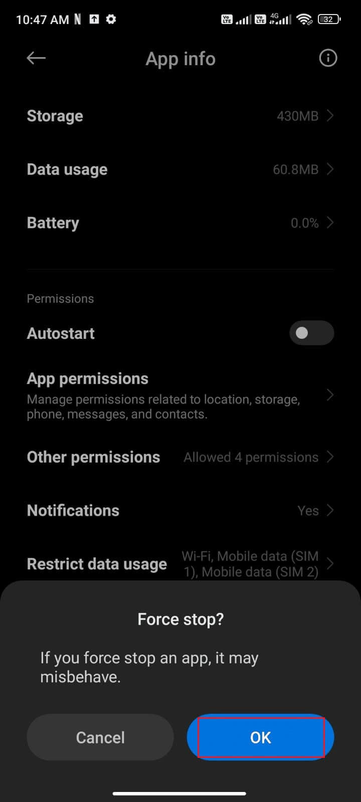 Finally, confirm the prompt by tapping on OK