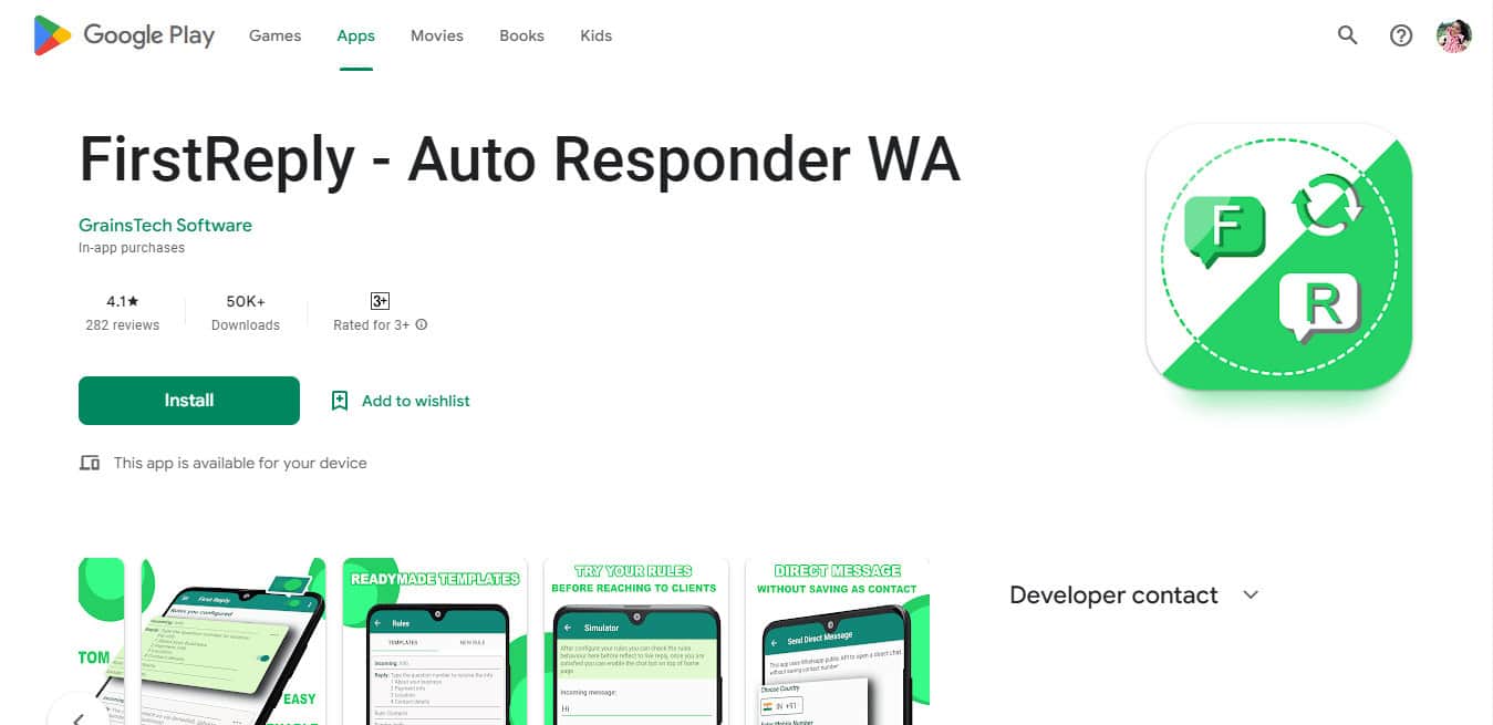 FirstReply- Auto Responder WA | auto responder for WhatsApp
