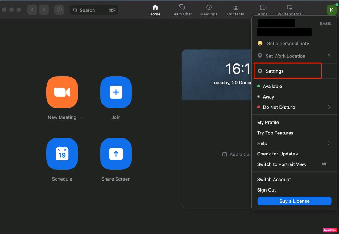 go to settings option