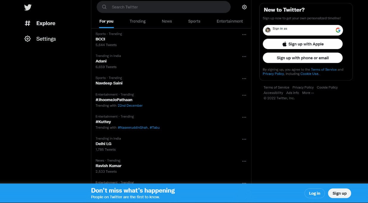 Go to Twitterโs Explore page.