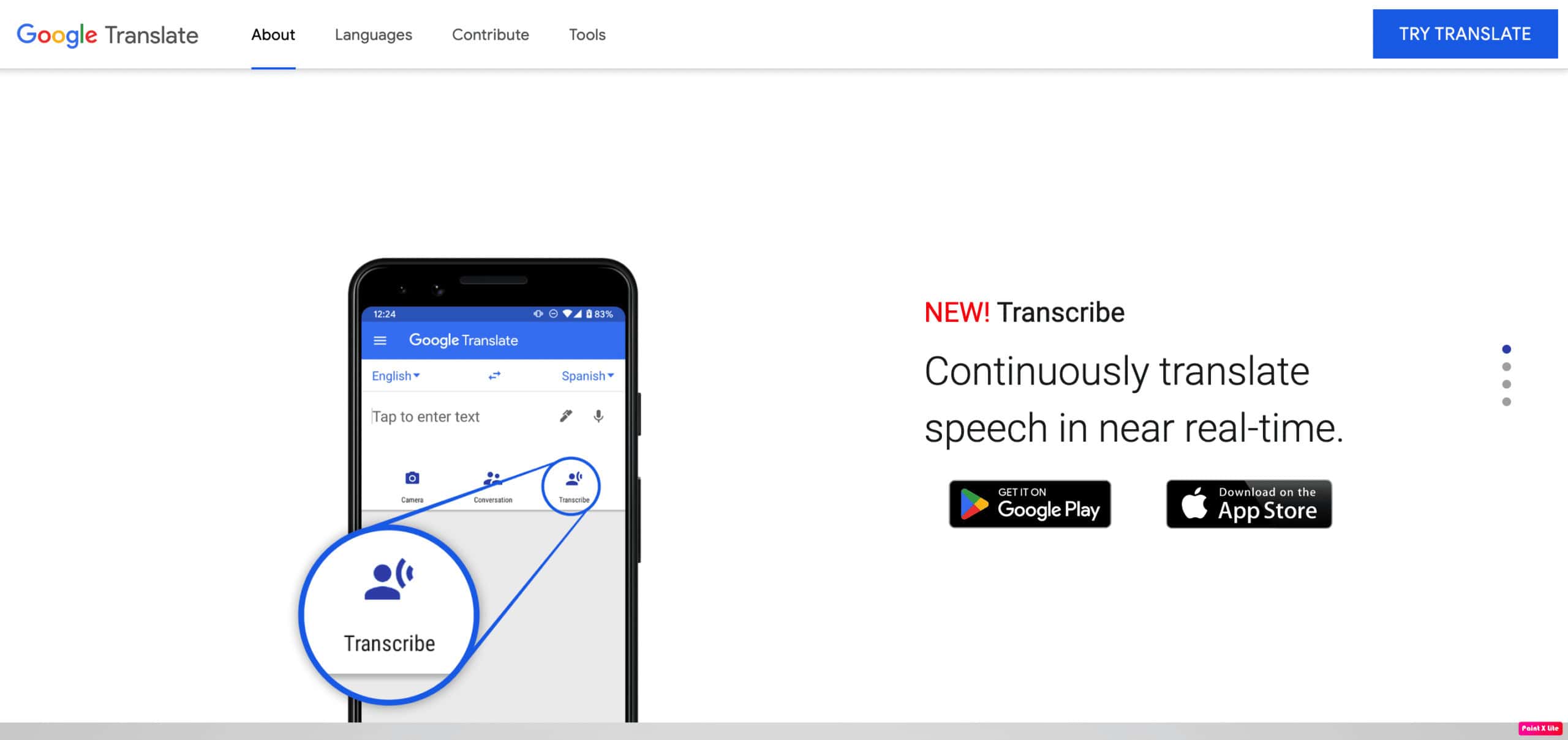 google translate homepage