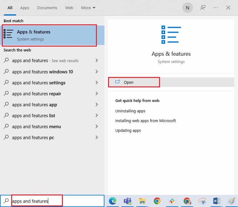 open apps and features. Fix Error 523: Origin is Unreachable