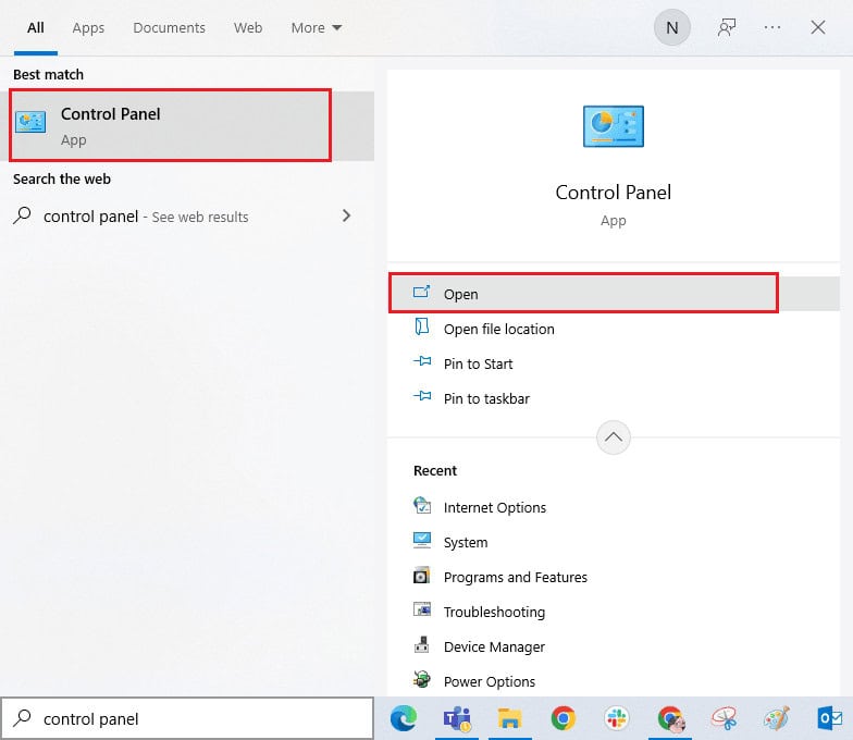 Hit Windows key and type Control Panel. click on Open | 0x80073CFB activation error