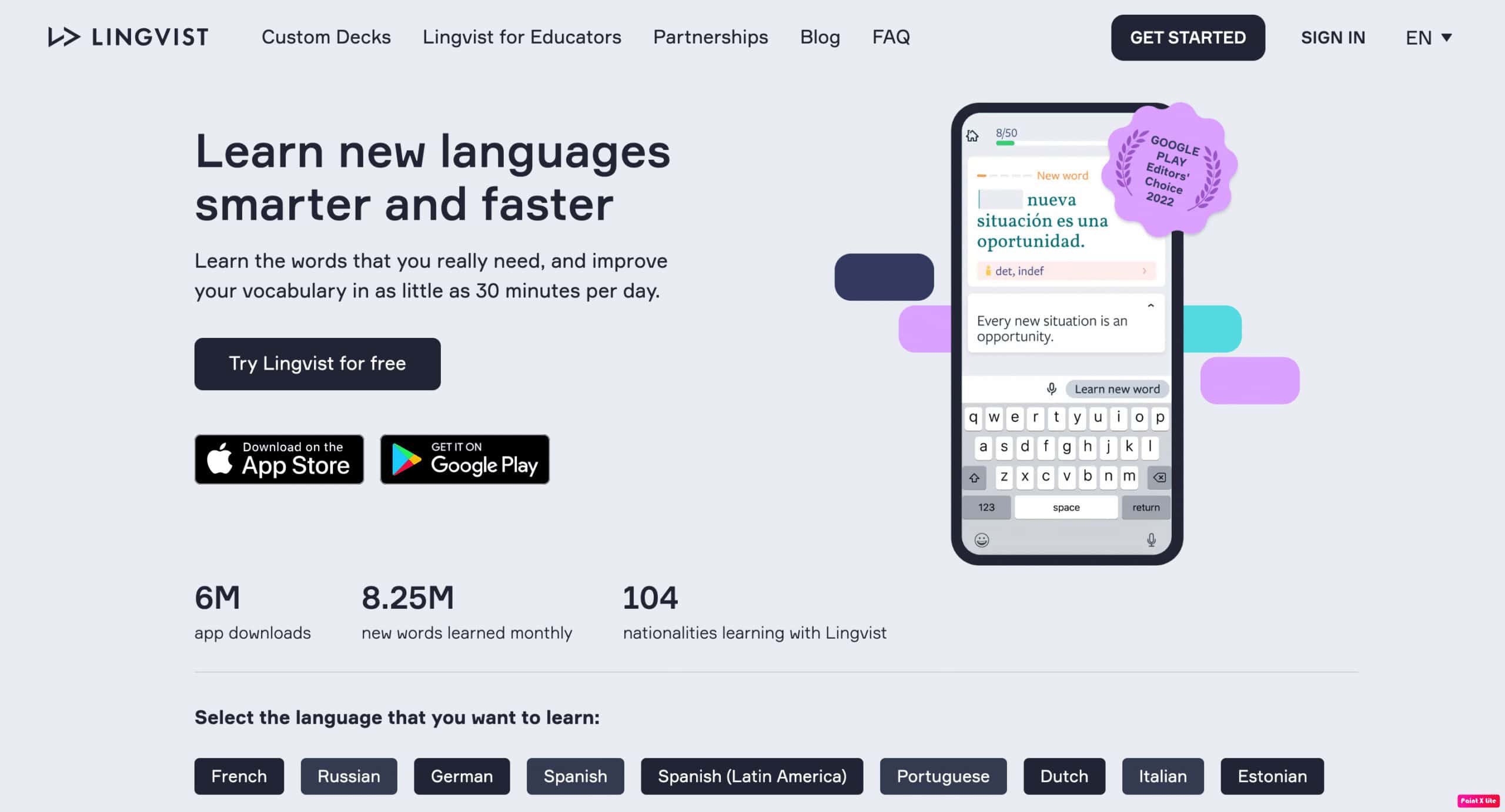 lingvist homepage