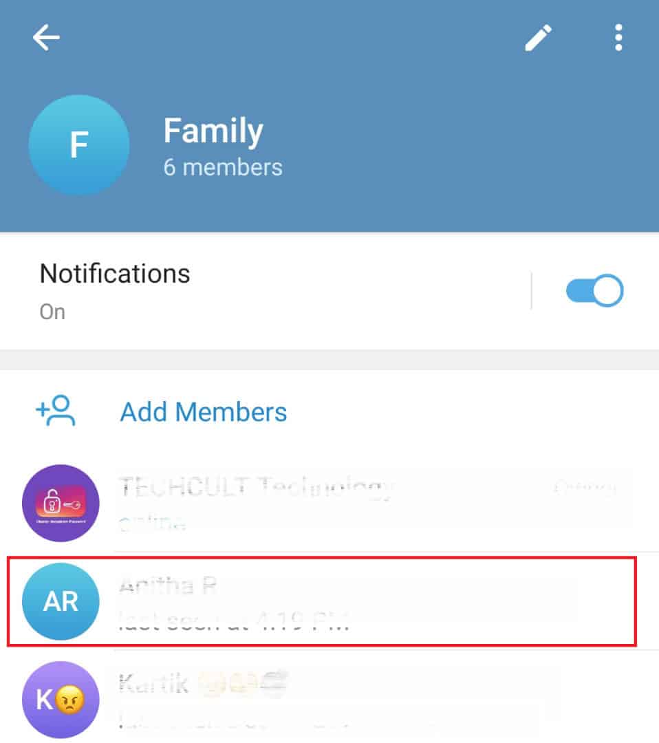 Long press on the name of the member whom you want to remove