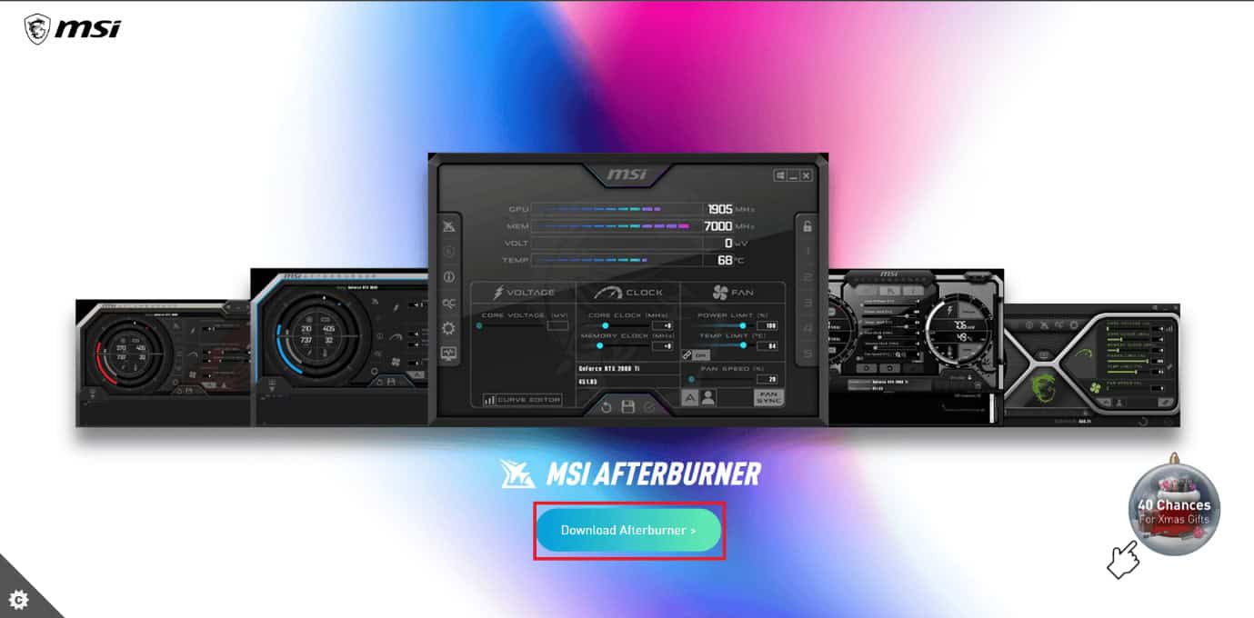 MSI Afterburner homepage | best gpu temperature monitor