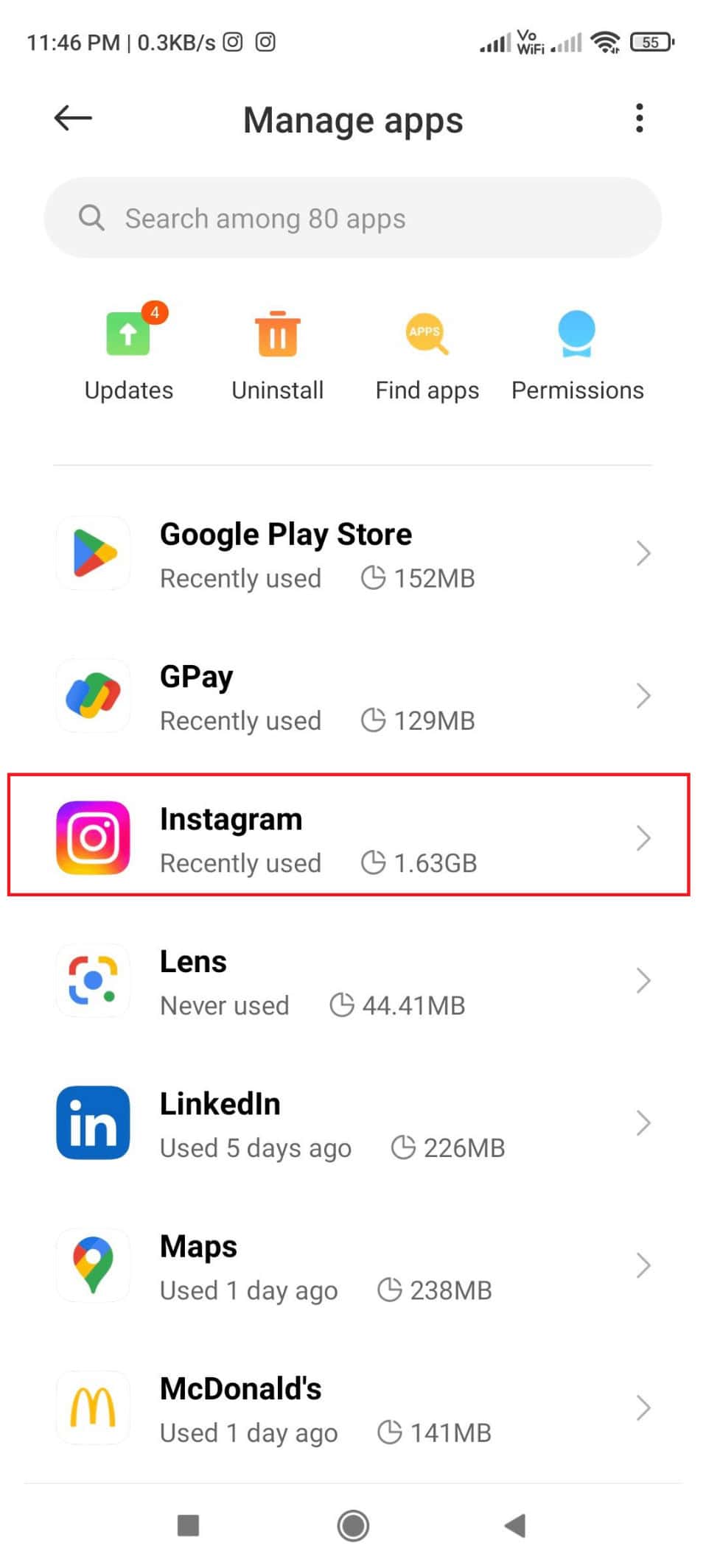 Navigate Instagram and tap on it. | How to Fix User Not Found on Instagram