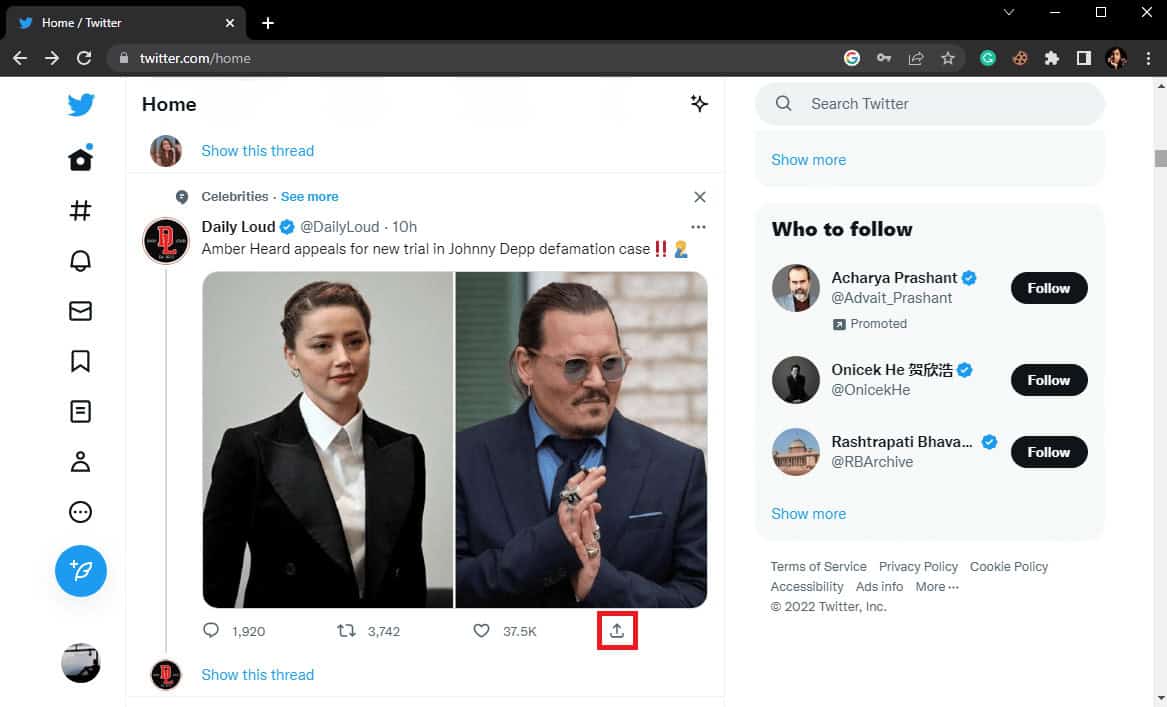 Navigate to the tweet you want to share and click on the Share icon. How to Share Twitter Post on Facebook