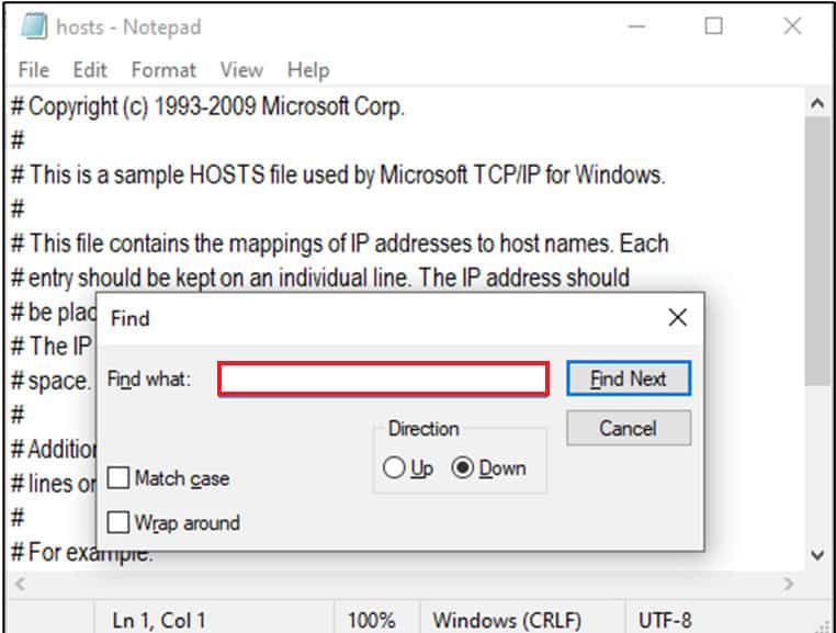 type Minecraft in the Find what tab and click on Find Next
