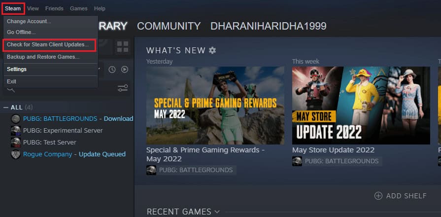 Check for Steam Client Updatesโฆ