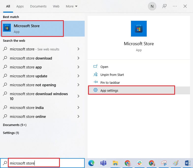 select the App settings option 