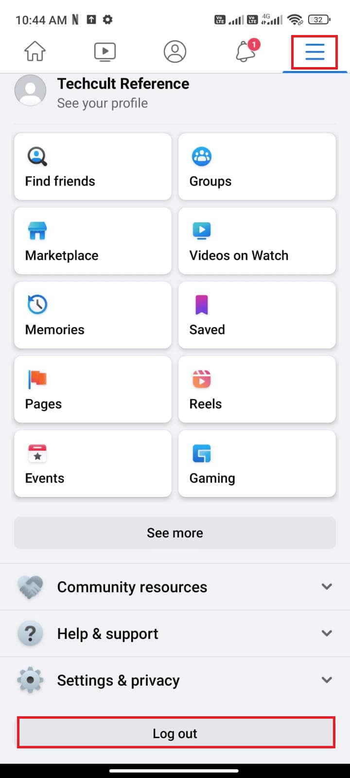 Now, tap on Log out at the bottom of the screen